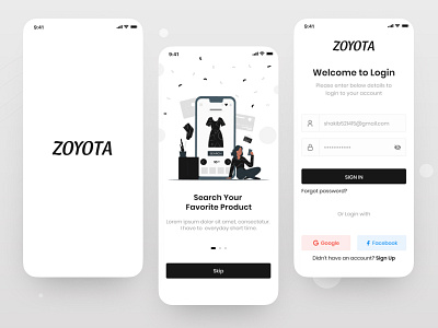 Zoyota e-commerce app app design creative app design creative ecommerce app dribbble ecommerce ecommerce app ecommerce design ui ui design ux zoyota
