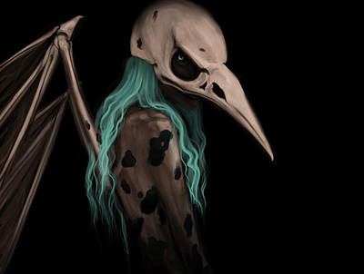 My dear Bird-Girl art artwork atmosphere atmospheric bird fantasy illustraion illustration illustration art portrait skeleton ultramarine
