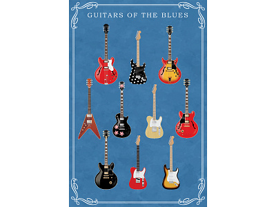 Guitars of the Blues adobe illustrator adobe photoshop guitar music poster technical illustration