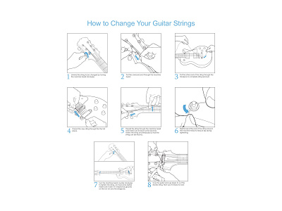 How to Change Your Guitar Strings adobe illustrator guitar how to music technical illustration