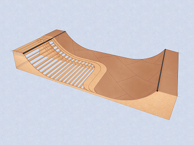 Mini Half Pipe Cutaway adobe illustrator adobe photoshop cutaway skateboarding technical illustration wood framing