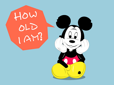 "Mickey Mouse" cartoon image is born 1928 blue born cartoon image is mickey mouse thinking