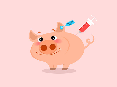 Silly pig an give have injection or pig、 silly