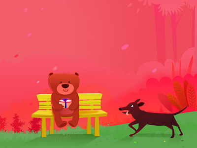 happy birthday bear birthday dog forest pink