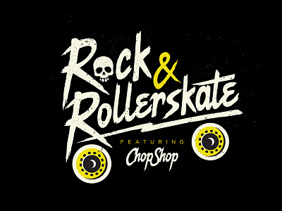 Rock & Rollerskate branding logo music rollerskate skull typography