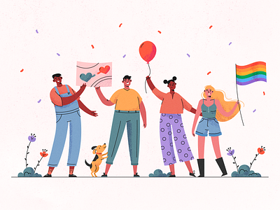 Happy Pride Month character colors couples design illustration lgbt man pride queer woman