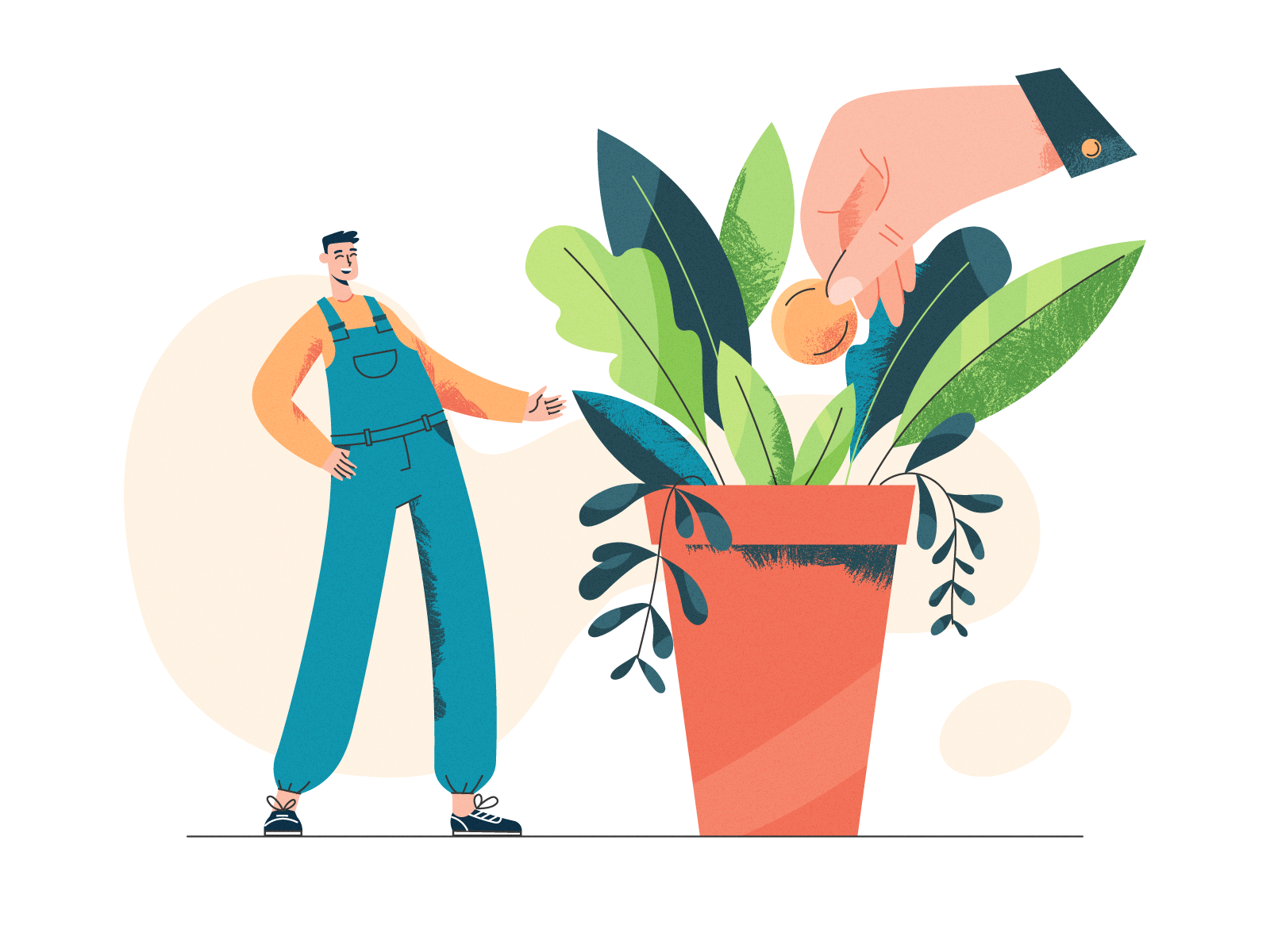 Growing a business business character flower grow investment money pot