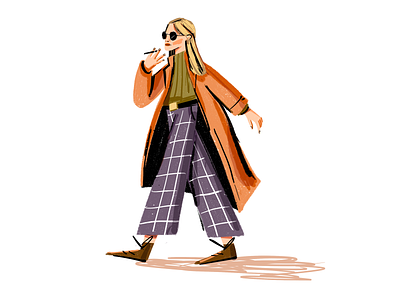 Annie character characterdesign cigarette fashion flat illustration girl holiday illustration maniac orange sketch sunglasses vacation walking woman