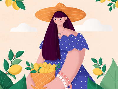 In love with lemon 🍋💛🧡 flat girl hat lemon love nature photoshop plant plantlover stylized summer yellow