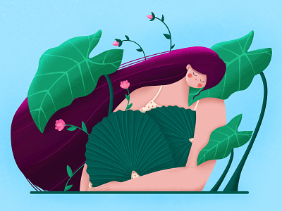 Comfort Zone 🌱🌷💚💚 bloom character design flowers girl green grow hair illustration illustrator love nature photoshop plants stylized