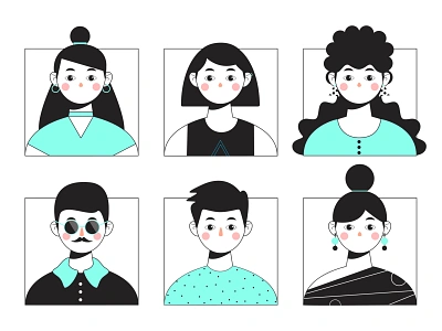 Avatars set avatars character character design characters design flat illustrator people set stylized vector