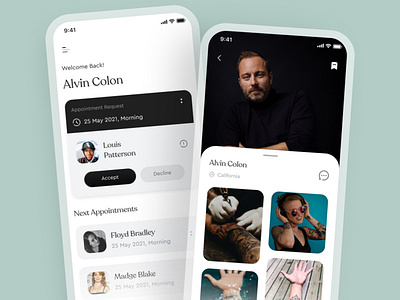 Tatto Artist App design figma mobile app ui
