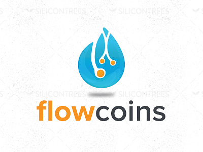 Flowcoins logo design vector