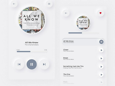 Neumorphism Playlist Song ui ux designer figma framer