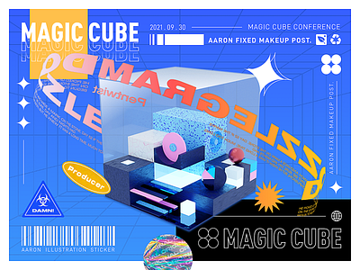Magic cube 3d blue branding graphic design illustration interface logo ui