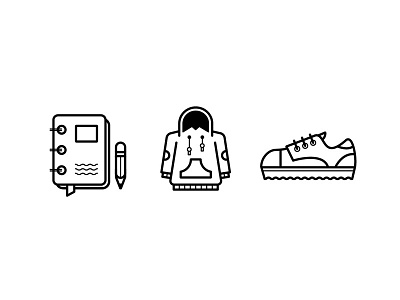 Line Icons coat icons jacket notebook notes pencil shoe trainer