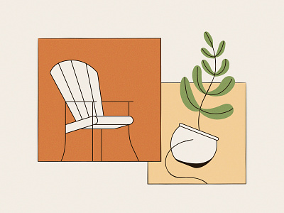 Funky Furniture chair cognac drawing funky furniture illustration plant plants terra cotta yellow