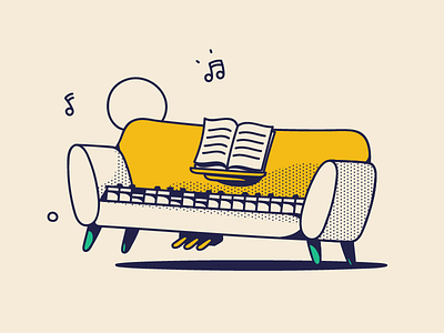 Comfortable keys branding color couch dance dancing design dotted drawing funky happy illustration illustrator interior jazz music piano retro seat sofa yellow