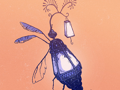 Lumine bug art branding creature drawing event festival illustration lamp light mystic orange plant purple sketch