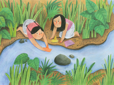 Paper Boat children book illustration childrens book illustrated book illustration pastel pastel pencil