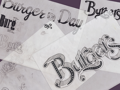 Process Sketches burgers lettering