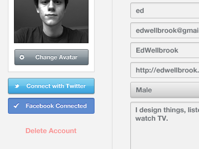 Settings account avatar buttons desktoply fields form settings