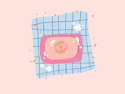 Bathroom products - a soap - bathroom bathroomillustration digitalillustration frenchillustrator illustration illustratorondribble illustratrice photoshop pink pinkillustration soap