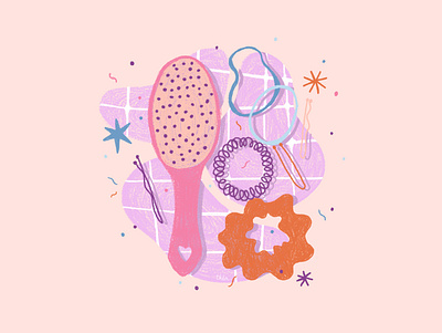 Bathroom products - hair stuff - bathroom bathroomillustration frenchillustrator illustration illustratorondribble lifestyle magazine photoshop pink pinkillustration