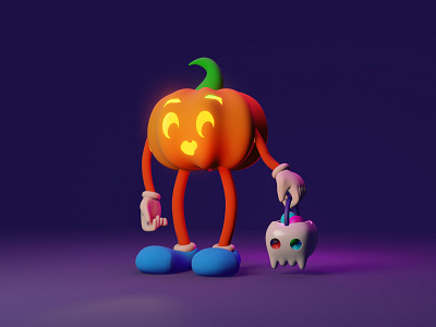 Pumpkin kid 3d art casual game dribbbleweeklywarmup halloween