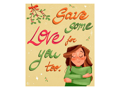 'Save some love for you too.' | Post cards character design characters childrens illustration christmas christmas card digital art digital drawing graphic design illustration illustration art postcard poster art poster design storytelling