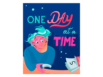 Taking it one day at a time | Post cards childrens book concept art digital art digital drawing digitalart graphic design graphicdesign illustration illustration art illustrator post card design post cards postcard smile smiley face stress stressed