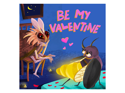 Be my valentine? | Post cards animal art animals illustrated characters concept art digital art digital drawing digital illustration digitalart graphic design illustration illustrator moth moths post cards postcard valentine day valentines day card valentinesday
