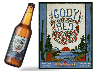 Custom Beer Label Illustration - Cody Red Iowa Irish Red Ale