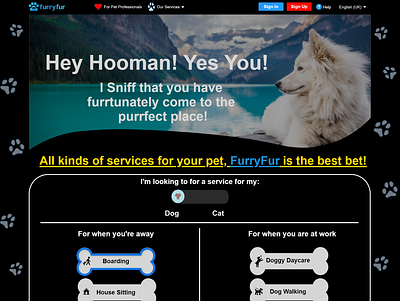Dog and Cat services - #FurryFur adobe xd cat micro interaction ui ux web
