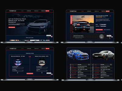 THROTTLE - Super cars e-commerce website design 3d branding capstone e commerce sketch ui ux ux design web design