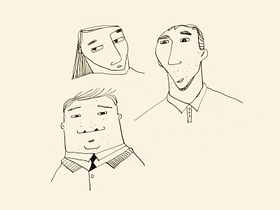 Faces 4 character hand drawn illustration