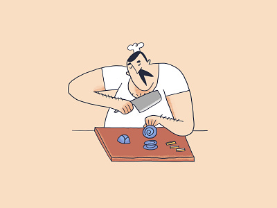 Chef cheffing it character chef hand drawn illustration