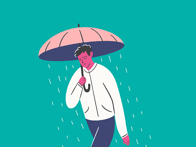Rain character illustration rain umbrella walk
