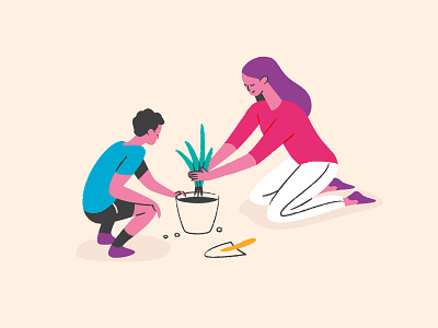 Grow character flat grow illustration planting