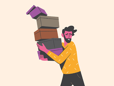 Topple boxes character fall illustration topple