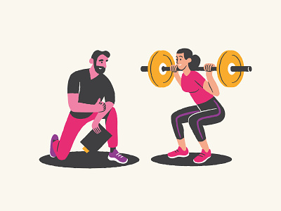 PT barbell character exercise illustration personal trainer pt training weights