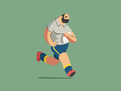 Rugby player flat illustration rugby player running vector