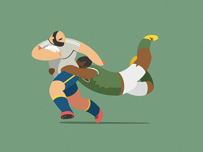 Tackle flat illustration rugby run running tackle vector