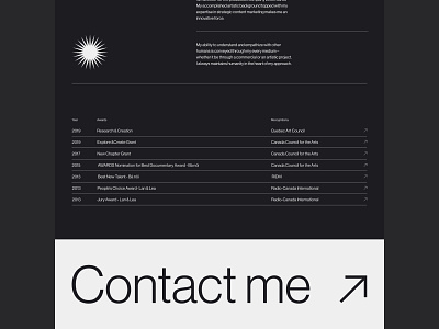 Portfolio. About page design typography ui