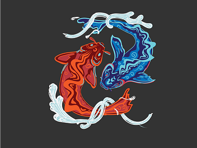 Koi Yin Yan Red and Blue