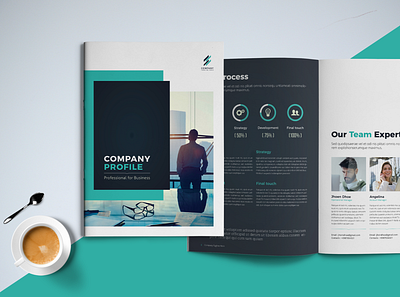 Company Profile a4 bifold brochure business company corporate cover creative design flyer layout modern presentation print professional profile style template