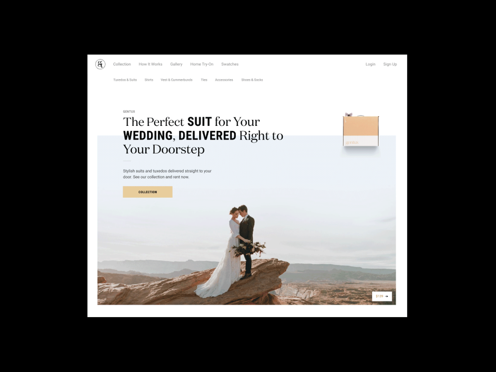 GT Homepage update - 2019 conversion ecommerce fashion homepage menswear suit tie web wedding