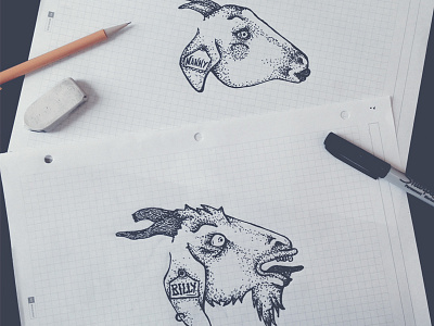 Billy and Nanny animal draw goat illustration indatus kentucky logo louisville pencil sketch