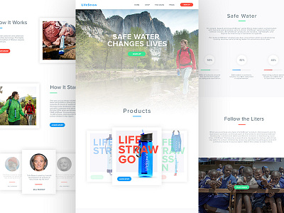 Lifestraw animation carousel flat hiking material outdoor scroll ui ux web wireframe