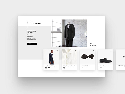 Outfit Dashboard clothing create fashion scroll slide suit tuxedo ui ux web